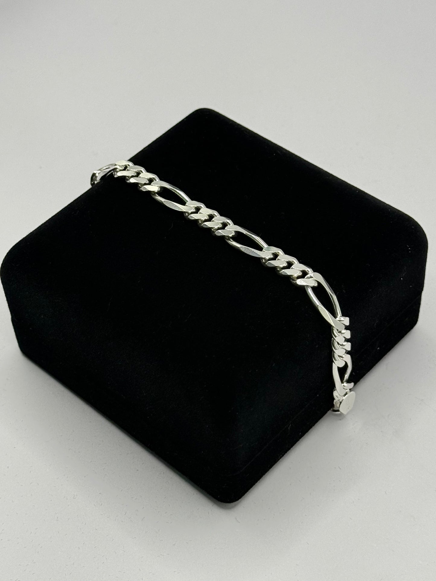 SILVER FIGARO 7" LARGE BRACELET Oppulence