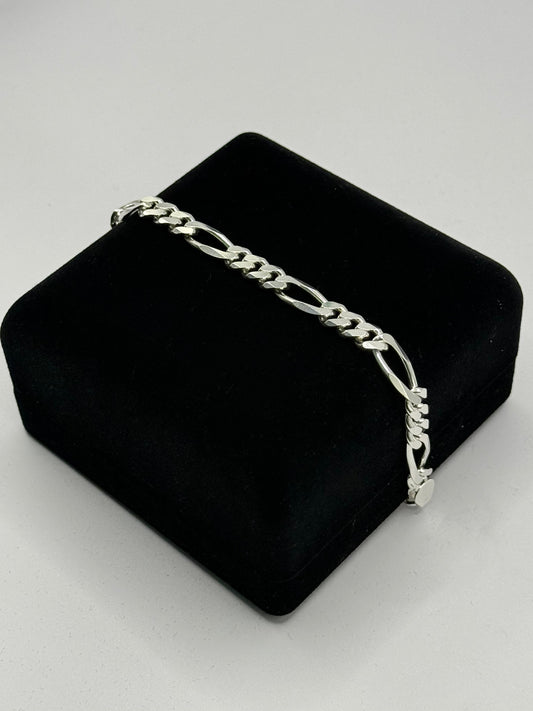 SILVER FIGARO 7" LARGE BRACELET Oppulence
