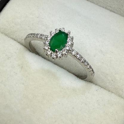 GREEN OPAL CZ DIAMOND STUDDED RING Oppulence