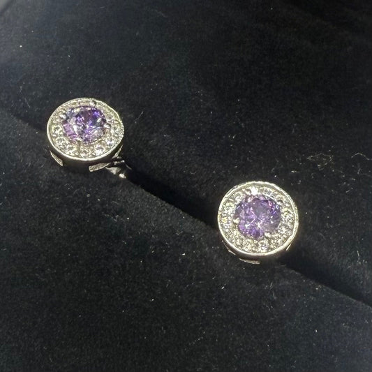 PURPLE CZ DIAMOND CIRCLE EARRINGS Oppulence